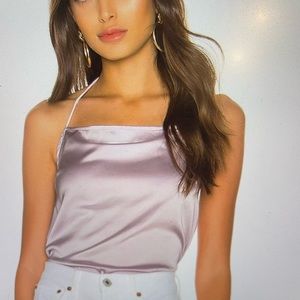 Superdown small lavender satin halter top